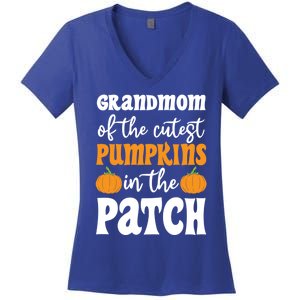 Grandmom Of The Cutest Pumpkins In The Patch Halloween Gift Women's V-Neck T-Shirt