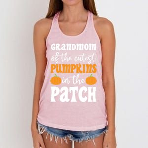 Grandmom Of The Cutest Pumpkins In The Patch Halloween Gift Women's Knotted Racerback Tank