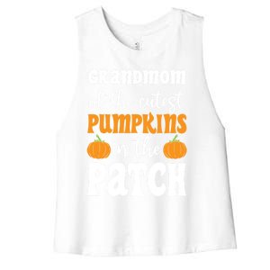 Grandmom Of The Cutest Pumpkins In The Patch Halloween Gift Women's Racerback Cropped Tank