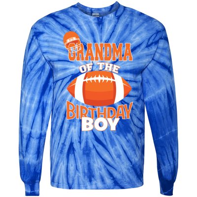 Grandma Of The Birthday American Football Party Gift Tie-Dye Long Sleeve Shirt