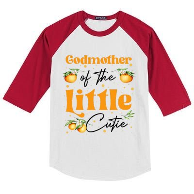 Godmother Of The Little Cutie Clementine Birthday Party Kids Colorblock Raglan Jersey