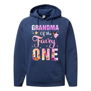 Grandma Of The Fairy One 1St Birthday Party Decoration Performance Fleece Hoodie