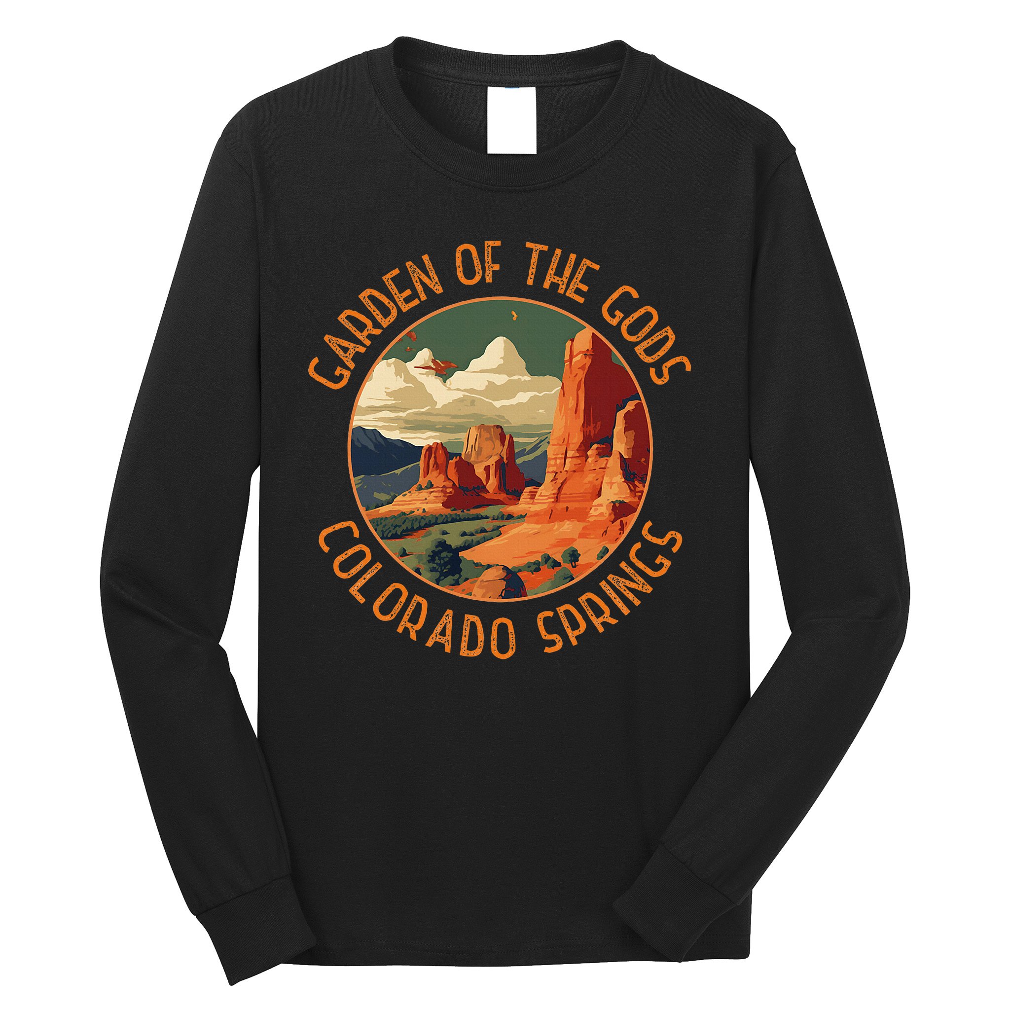 Garden Of The Gods Colorado Springs Distressed Circle Long Sleeve Shirt
