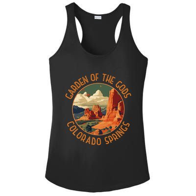 Garden Of The Gods Colorado Springs Distressed Circle Ladies PosiCharge Competitor Racerback Tank