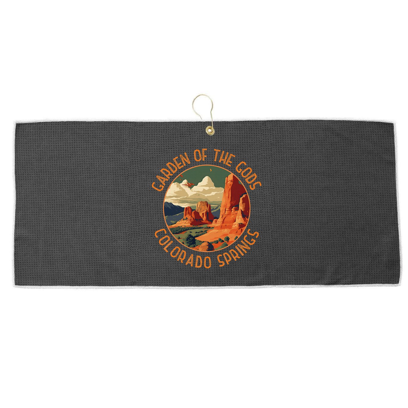 Garden Of The Gods Colorado Springs Distressed Circle Large Microfiber Waffle Golf Towel