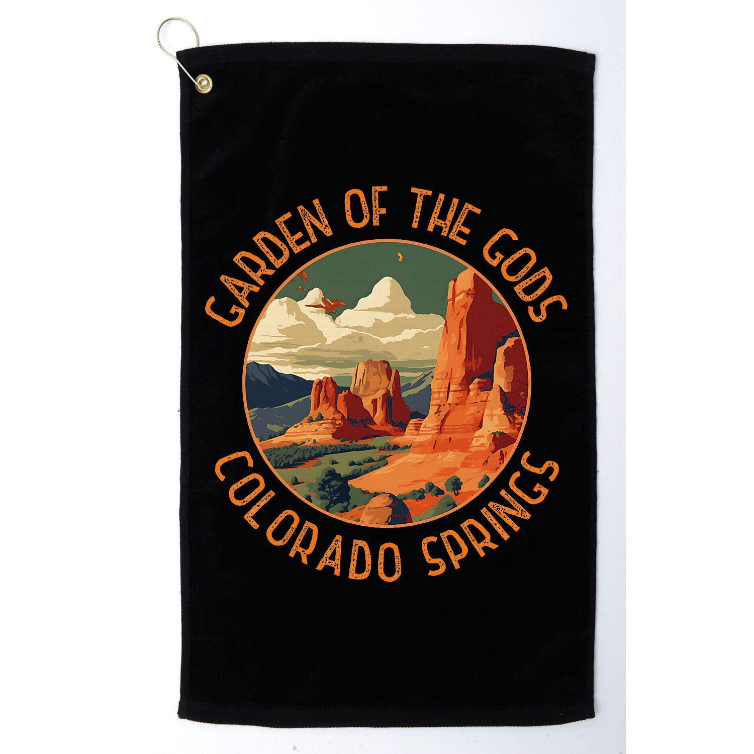 Garden Of The Gods Colorado Springs Distressed Circle Golf Towel