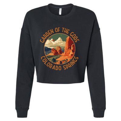 Garden Of The Gods Colorado Springs Distressed Circle Cropped Pullover Crew