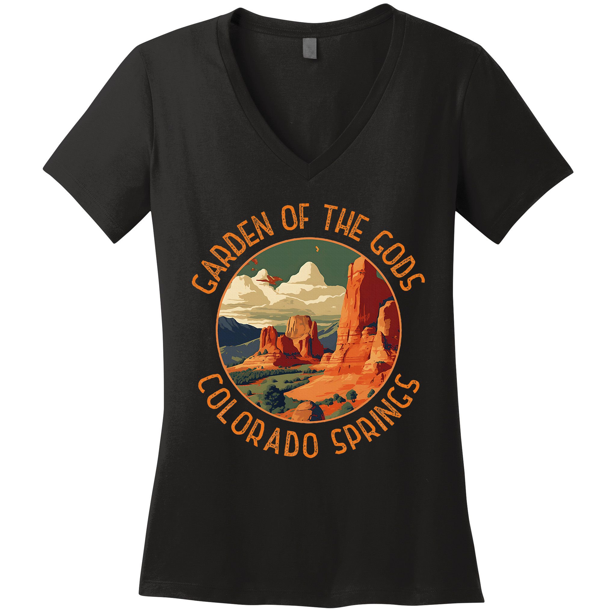 Garden Of The Gods Colorado Springs Distressed Circle Women's V-Neck T-Shirt