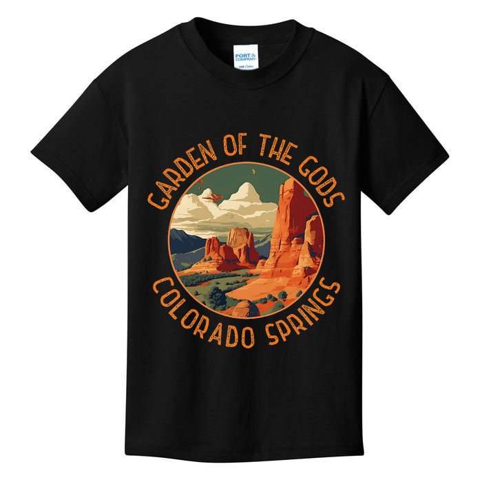 Garden Of The Gods Colorado Springs Distressed Circle Kids T-Shirt