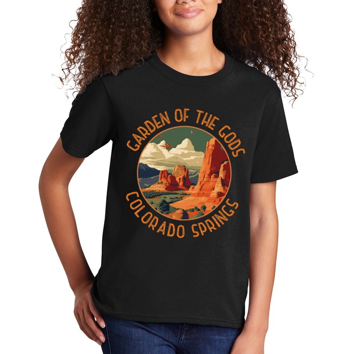 Garden Of The Gods Colorado Springs Distressed Circle Kids T-Shirt