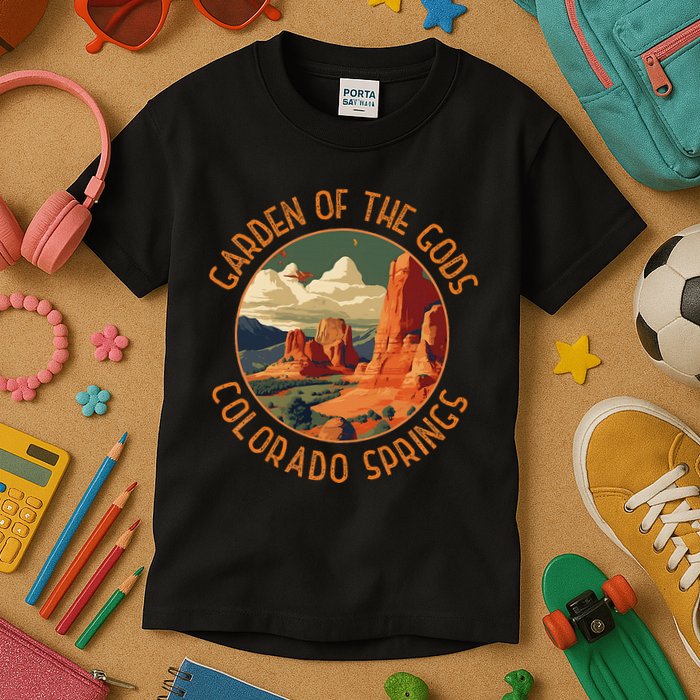 Garden Of The Gods Colorado Springs Distressed Circle Kids T-Shirt