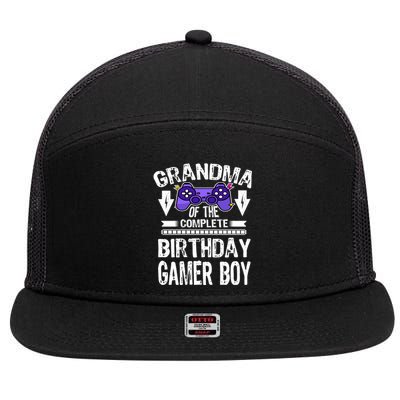 Grandma Of The Birthday Gamer 7 Panel Mesh Trucker Snapback Hat