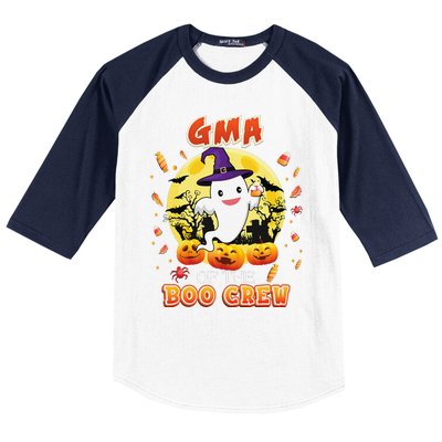 Gma Of The Boo Crew Halloween Cute Ghost Pumpkin Scary Baseball Sleeve Shirt