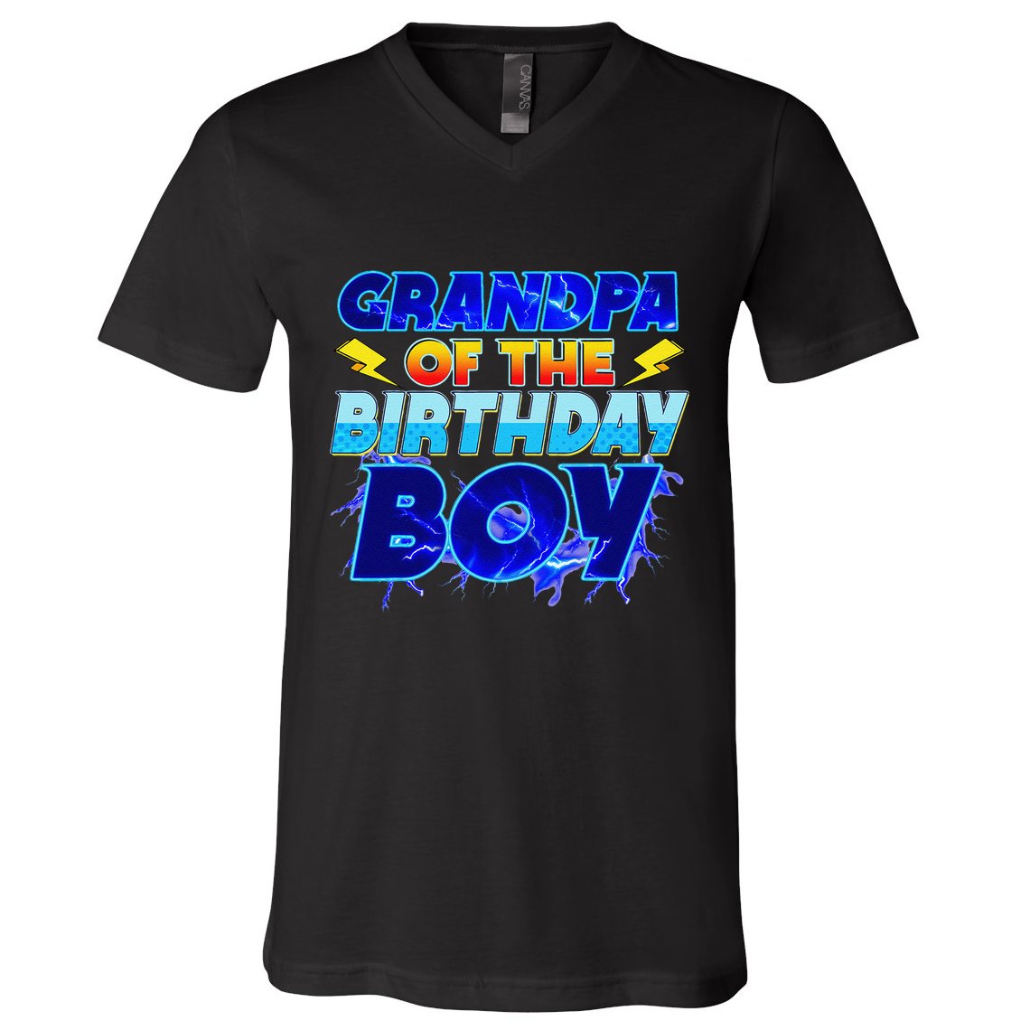 Grandpa Of The Birthday Boy Family Party Funny Hedgehog V-Neck T-Shirt