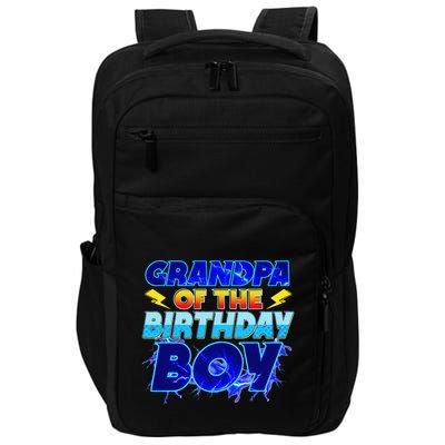 Grandpa Of The Birthday Boy Family Party Funny Hedgehog Impact Tech Backpack