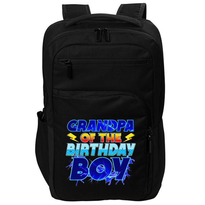 Grandpa Of The Birthday Boy Family Party Funny Hedgehog Impact Tech Backpack