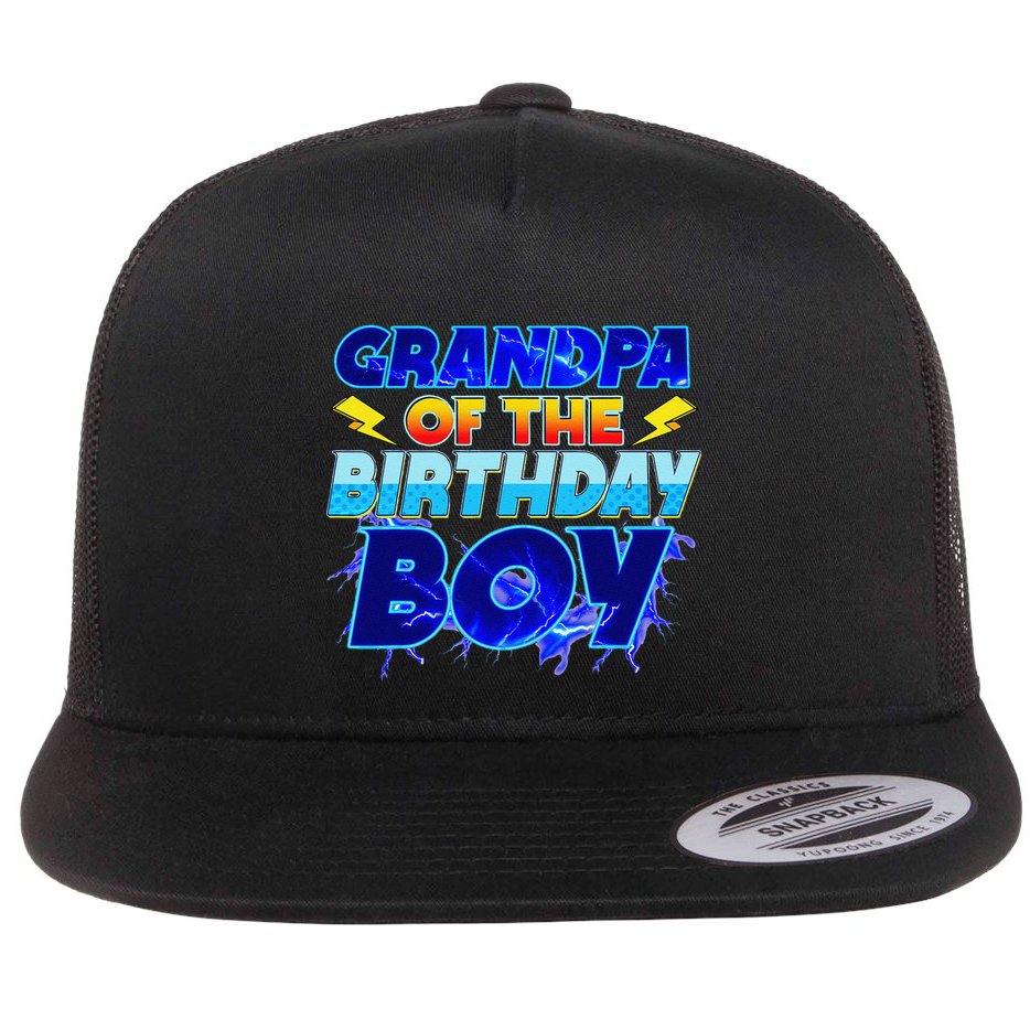 Grandpa Of The Birthday Boy Family Party Funny Hedgehog Flat Bill Trucker Hat