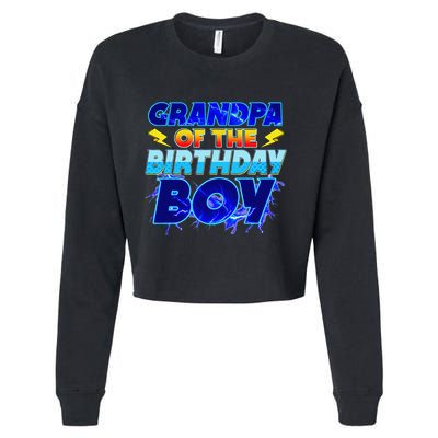 Grandpa Of The Birthday Boy Family Party Funny Hedgehog Cropped Pullover Crew