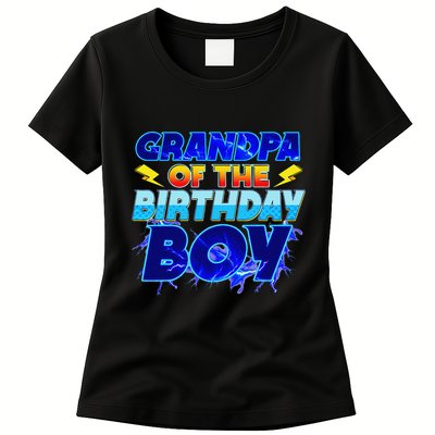 Grandpa Of The Birthday Boy Family Party Funny Hedgehog Womens T-Shirt