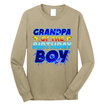 Grandpa Of The Birthday Boy Family Party Funny Hedgehog Long Sleeve Shirt