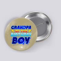 Grandpa Of The Birthday Boy Family Party Funny Hedgehog Button