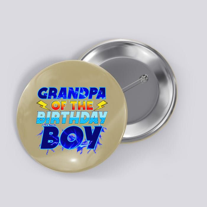 Grandpa Of The Birthday Boy Family Party Funny Hedgehog Button