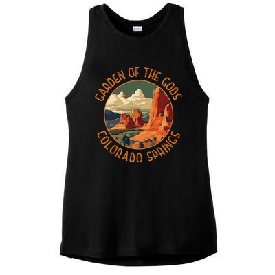 Garden Of The Gods Colorado Springs Distressed Circle Ladies PosiCharge Tri-Blend Wicking Tank