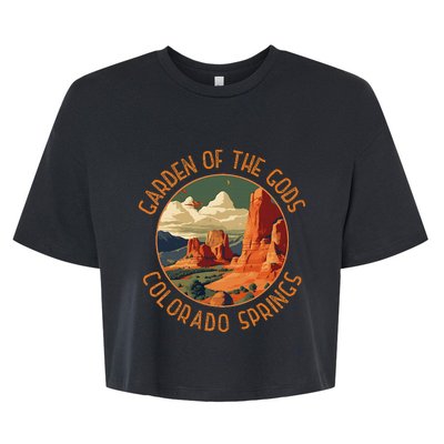 Garden Of The Gods Colorado Springs Distressed Circle Bella+Canvas Jersey Crop Tee