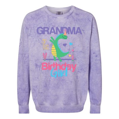 Grandma Of The Birthday Girl Dinosaur Theme Matching Family Colorblast Crewneck Sweatshirt