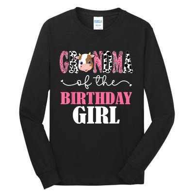 Grandma Of The Birthday For Girl Cow Farm 1st Birthday Cow Tall Long Sleeve T-Shirt