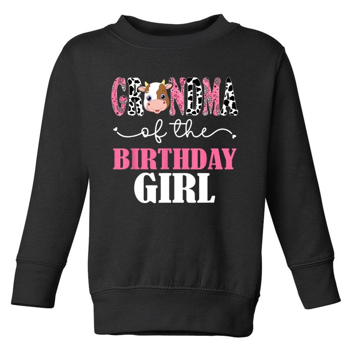 Grandma Of The Birthday For Girl Cow Farm 1st Birthday Cow Toddler Sweatshirt