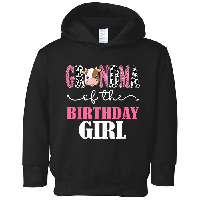 Grandma Of The Birthday For Girl Cow Farm 1st Birthday Cow Toddler Hoodie