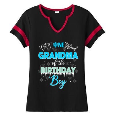 Grandma Of The Birthday Gift Winter Onederland Family Funny Gift Ladies Halftime Notch Neck Tee