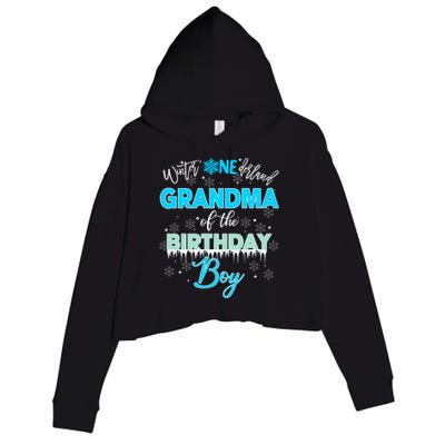 Grandma Of The Birthday Gift Winter Onederland Family Funny Gift Crop Fleece Hoodie