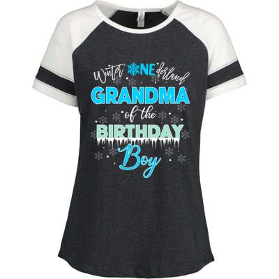 Grandma Of The Birthday Gift Winter Onederland Family Funny Gift Enza Ladies Jersey Colorblock Tee