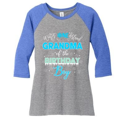 Grandma Of The Birthday Gift Winter Onederland Family Funny Gift Women's Tri-Blend 3/4-Sleeve Raglan Shirt