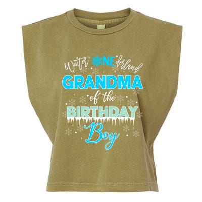 Grandma Of The Birthday Gift Winter Onederland Family Funny Gift Garment-Dyed Women's Muscle Tee