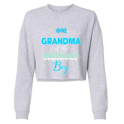 Grandma Of The Birthday Gift Winter Onederland Family Funny Gift Cropped Pullover Crew