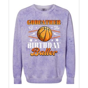 Godfather Of The Birthday Baller Basketball Fathers Day Colorblast Crewneck Sweatshirt