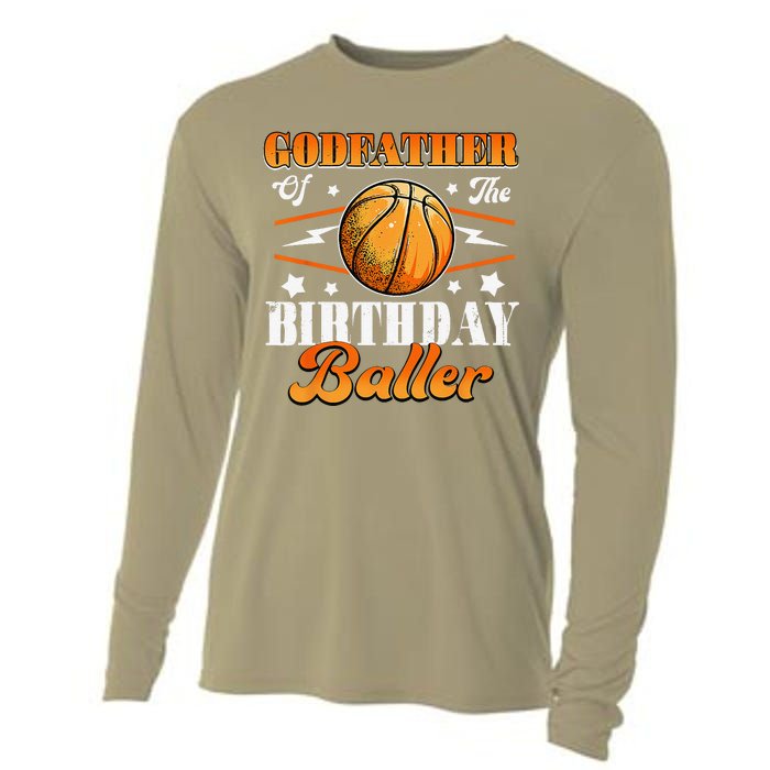 Godfather Of The Birthday Baller Basketball Fathers Day Cooling Performance Long Sleeve Crew