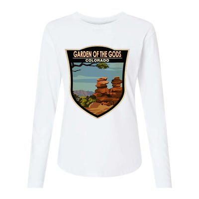 Garden Of The Gods Colorado Landmark Badge Womens Cotton Relaxed Long Sleeve T-Shirt