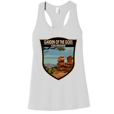 Garden Of The Gods Colorado Landmark Badge Women's Racerback Tank