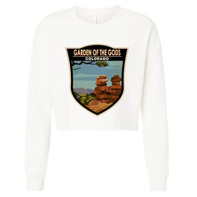 Garden Of The Gods Colorado Landmark Badge Cropped Pullover Crew