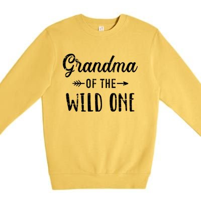 Grandma Of The Wild One Daughter Matching Family Gift Premium Crewneck Sweatshirt