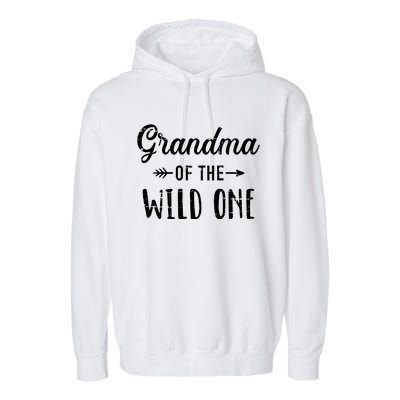 Grandma Of The Wild One Daughter Matching Family Gift Garment-Dyed Fleece Hoodie