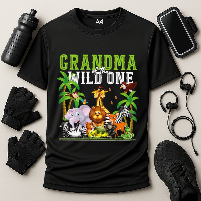 Grandma Of The Wild One Zoo Birthday Safari Jungle Animal Cooling Performance Crew T-Shirt