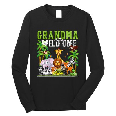 Grandma Of The Wild One Zoo Birthday Safari Jungle Animal Long Sleeve Shirt