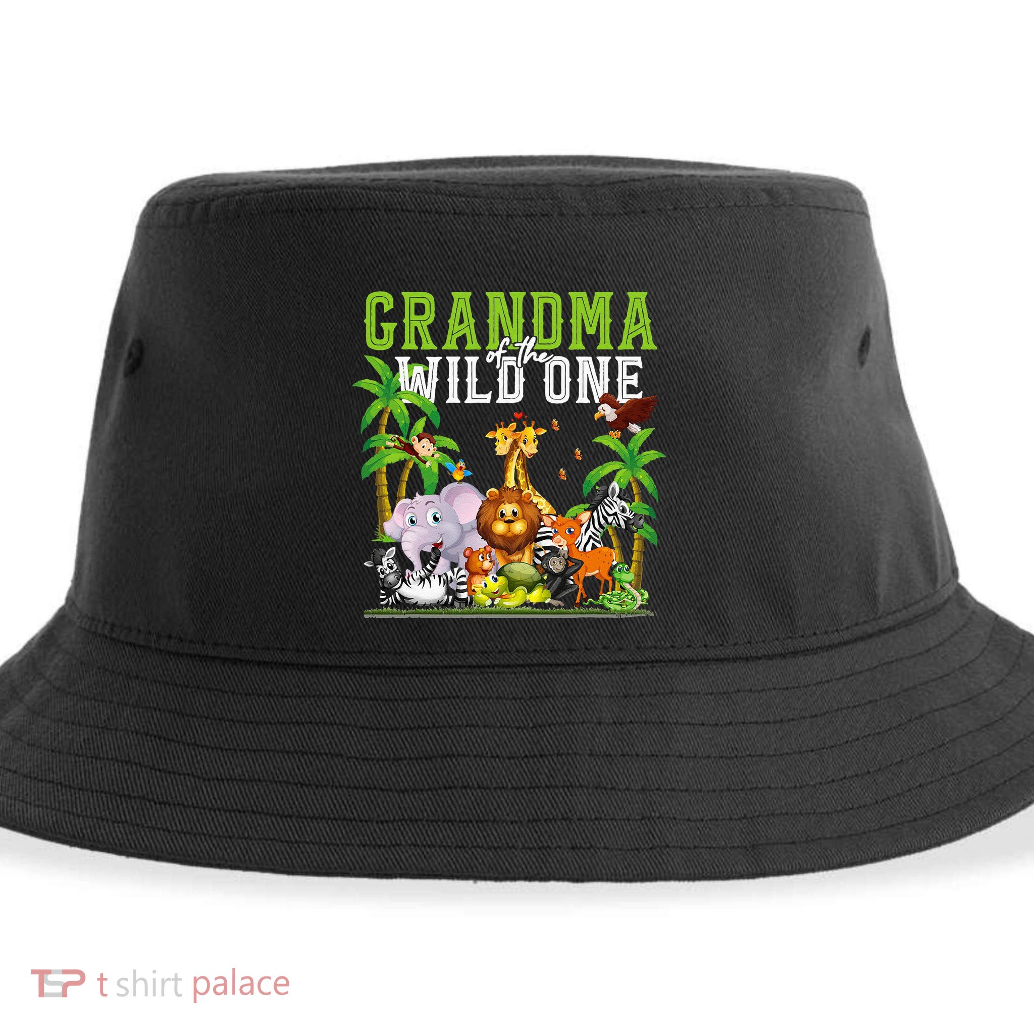 Grandma Of The Wild One Zoo Birthday Safari Jungle Animal Sustainable Bucket Hat
