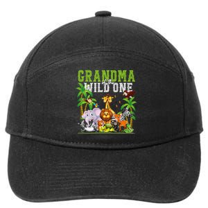 Grandma Of The Wild One Zoo Birthday Safari Jungle Animal 7-Panel Snapback Hat