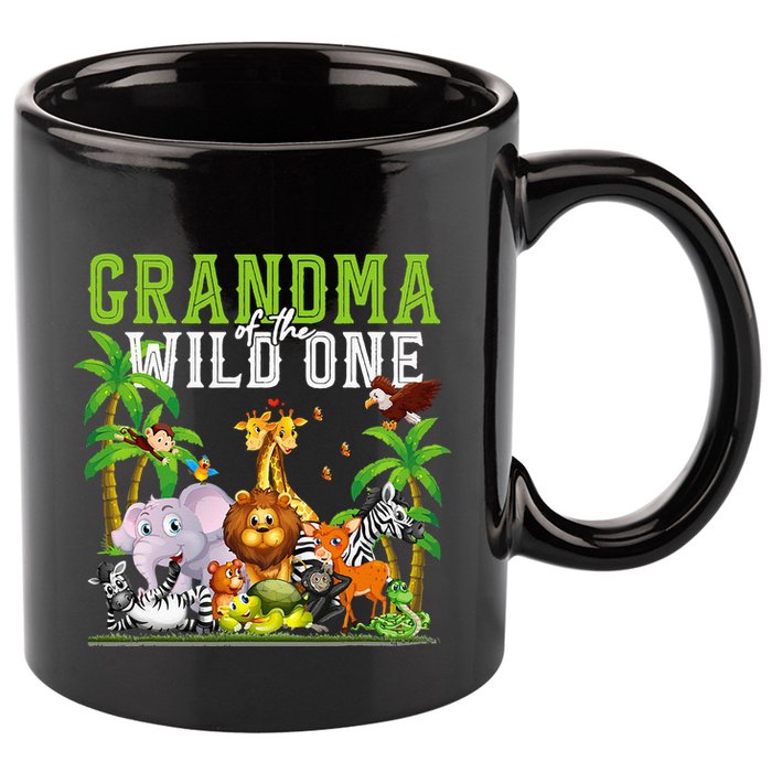 Grandma Of The Wild One Zoo Birthday Safari Jungle Animal 11oz C Handle Ceramic Mug